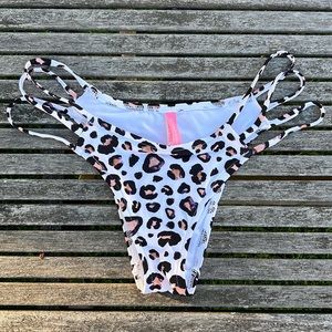 *never worn* Heigh waisted pink & black cheetah pink bathing suit bottoms.